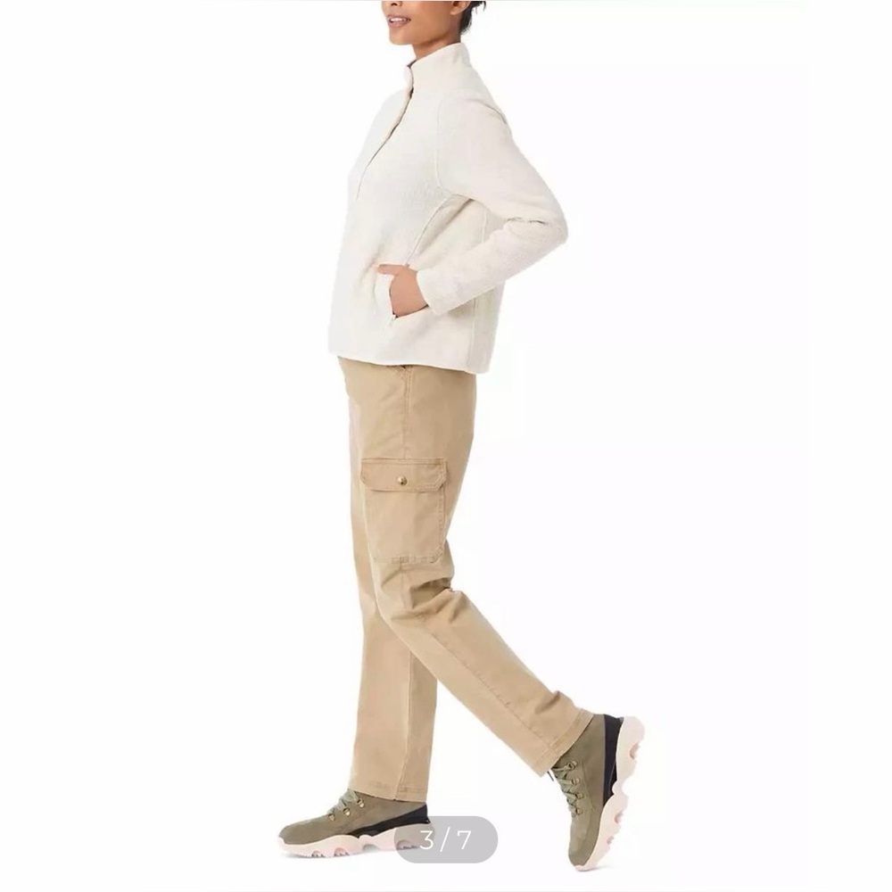 Bass Outdoor Mixed Media Mock Neck Heather Cream Half Snap Pullover Small NWT - Picture 4 of 12